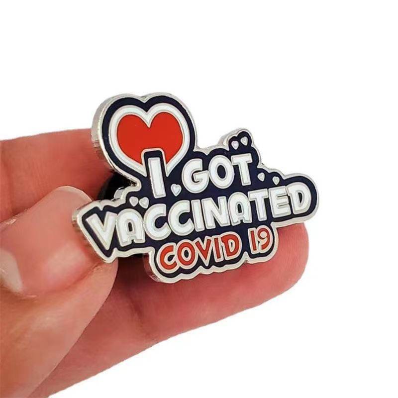 SIY  Covid-19 Corona-virus Pin Brooch Vaccinated Memorial For Bag Shirt