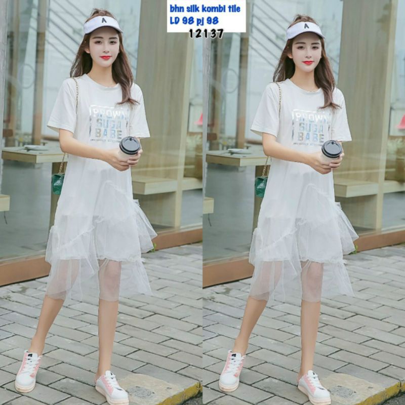 Dress tile tls'n gliter 12137/Dress polos bludru 14104/Dress kembang 9402
