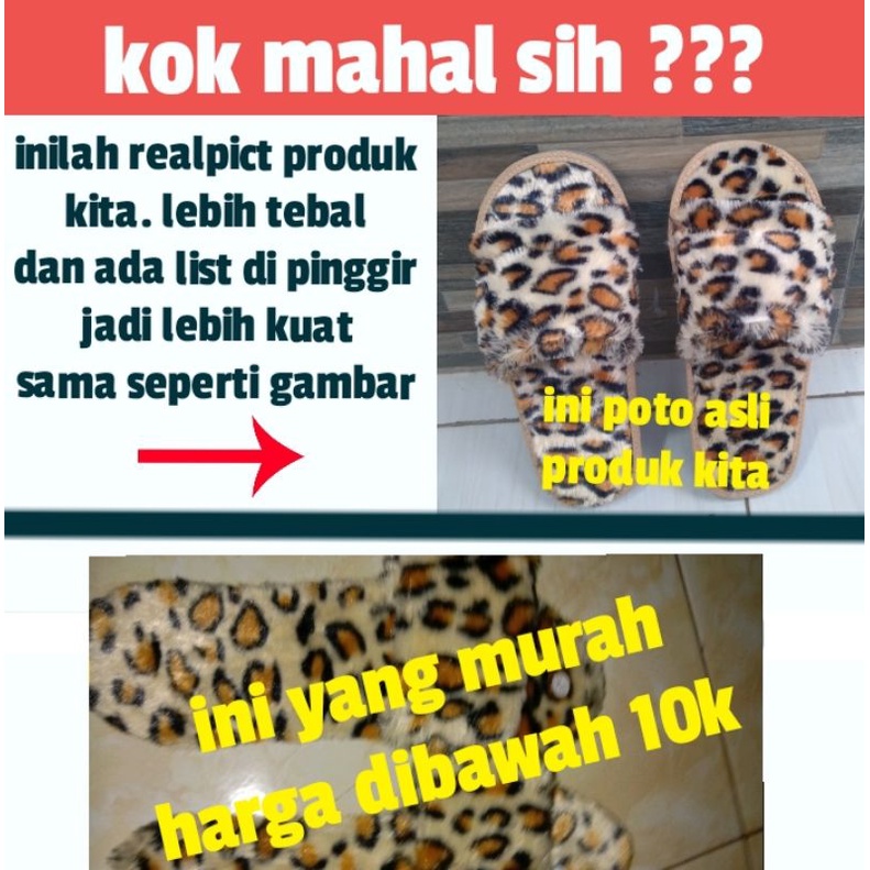 sandal rumah leopard bulu macan