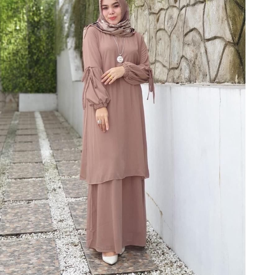 ♧ Sinta Set / Setelan Gamis Ceruty Babydoll Terbaru / Kekinian / Fashion Muslim / Dress Wanita Murah