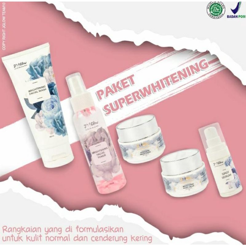 Skincare jglow paket wajah/ecer super whitening BPOM