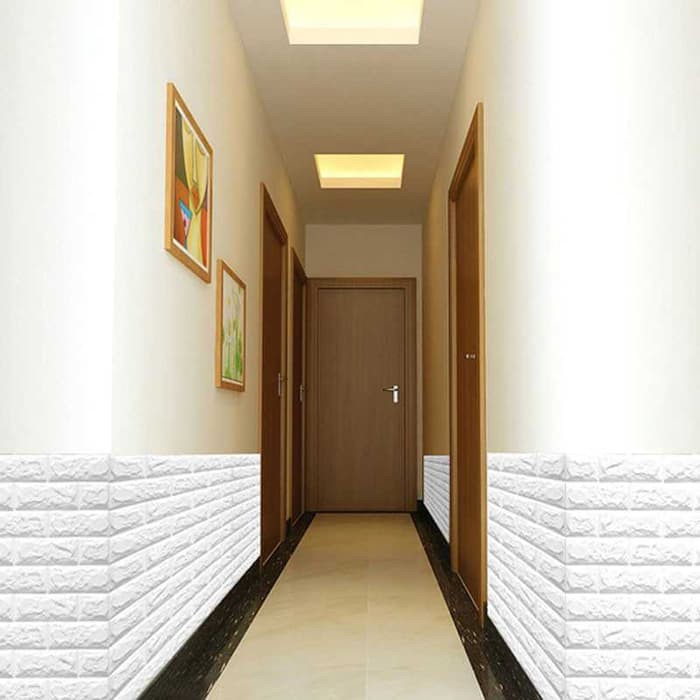 Sticker Wallpaper Tembok Bata Putih Timbul 3D Embosed