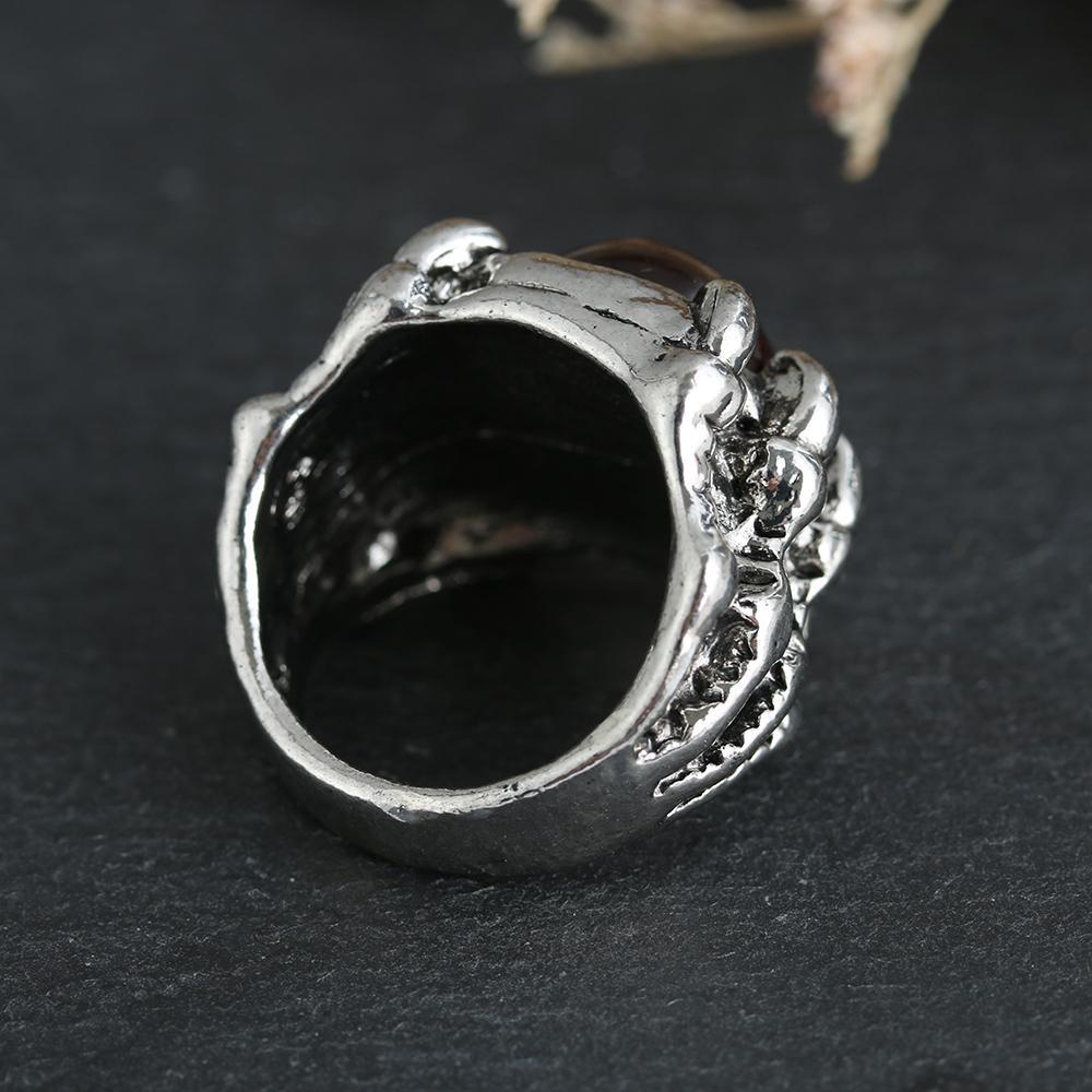 Cincin Cakar Naga Nanas Perhiasan Vintage Rock Permata Merah Hip Hop Gothic