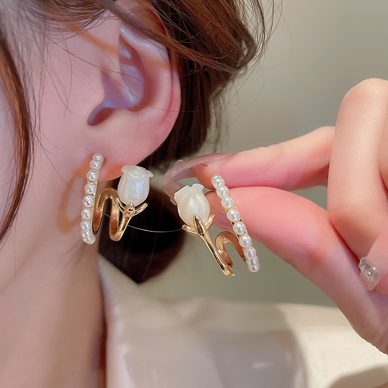 Anting Stud Desain Bunga Mutiara Berlian Hati Pita Mini Gaya Korea Untuk Aksesoris Wanita