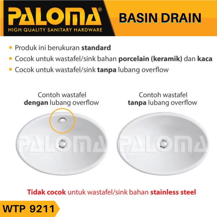 PALOMA WTP 9211 Afur Wastafel Kepala Sifon Pop Up Waste Black Matte