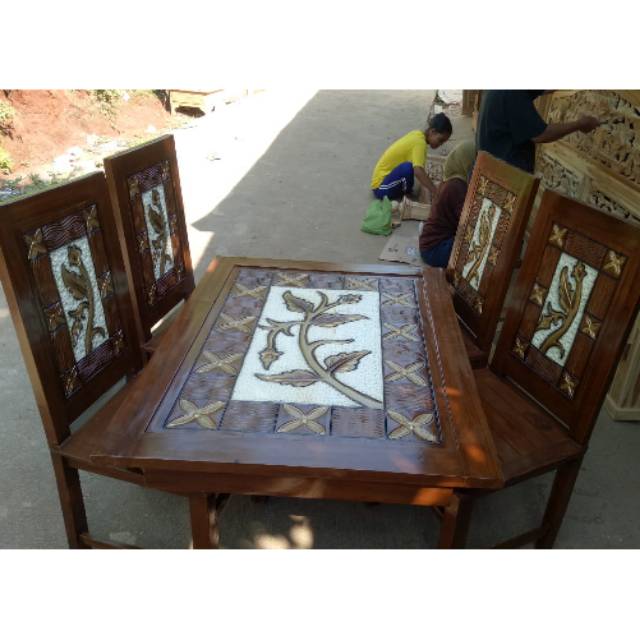 Meja makan kursi  4ukir pancawarna kayu  jati Shopee Indonesia