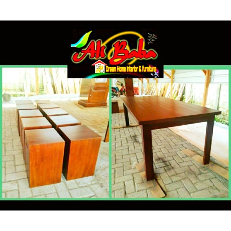 MEJA KURSI MAKAN MINIMALIS KAYU JATI BLORA  TERMURAH