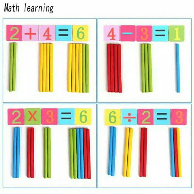 Mainan Puzzle Matematika Kayu Magnet Jam Puzzle Stik Geometri Angka Clock Mainan Edukasi Anak