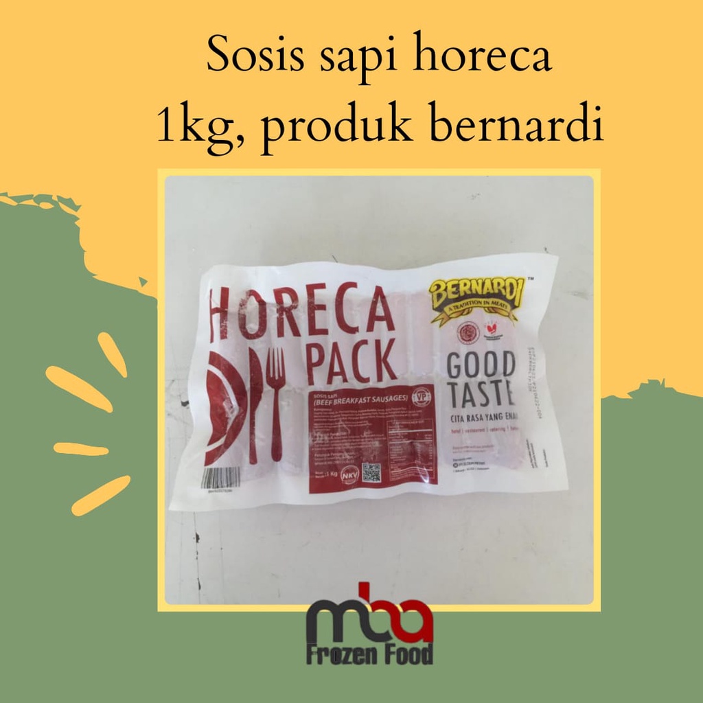 Sosis Sapi Horeca 1 kg VP (tidak di kupas) , Produk Benardi - Frozen food