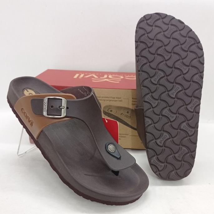 Sandal casual pria Carvil Houston 01 Hitam original