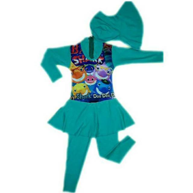 Baju renang muslim baby shark