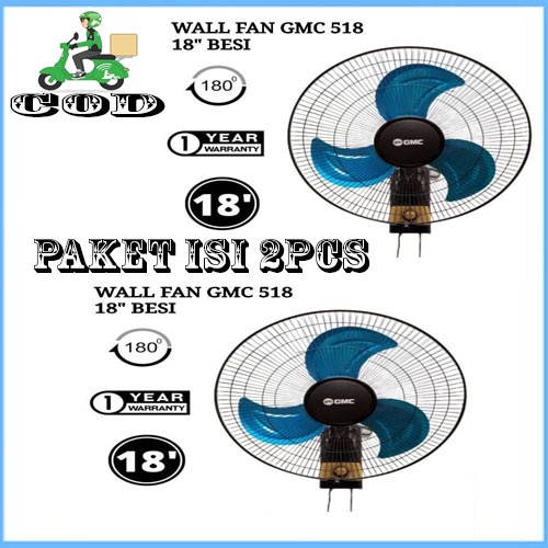 PAKET KIPAS ANGIN DINDING GMC 518 18 INCH ISI 2 PCS WALL FAN GARANSI RESMI BALING BESI MANTAP