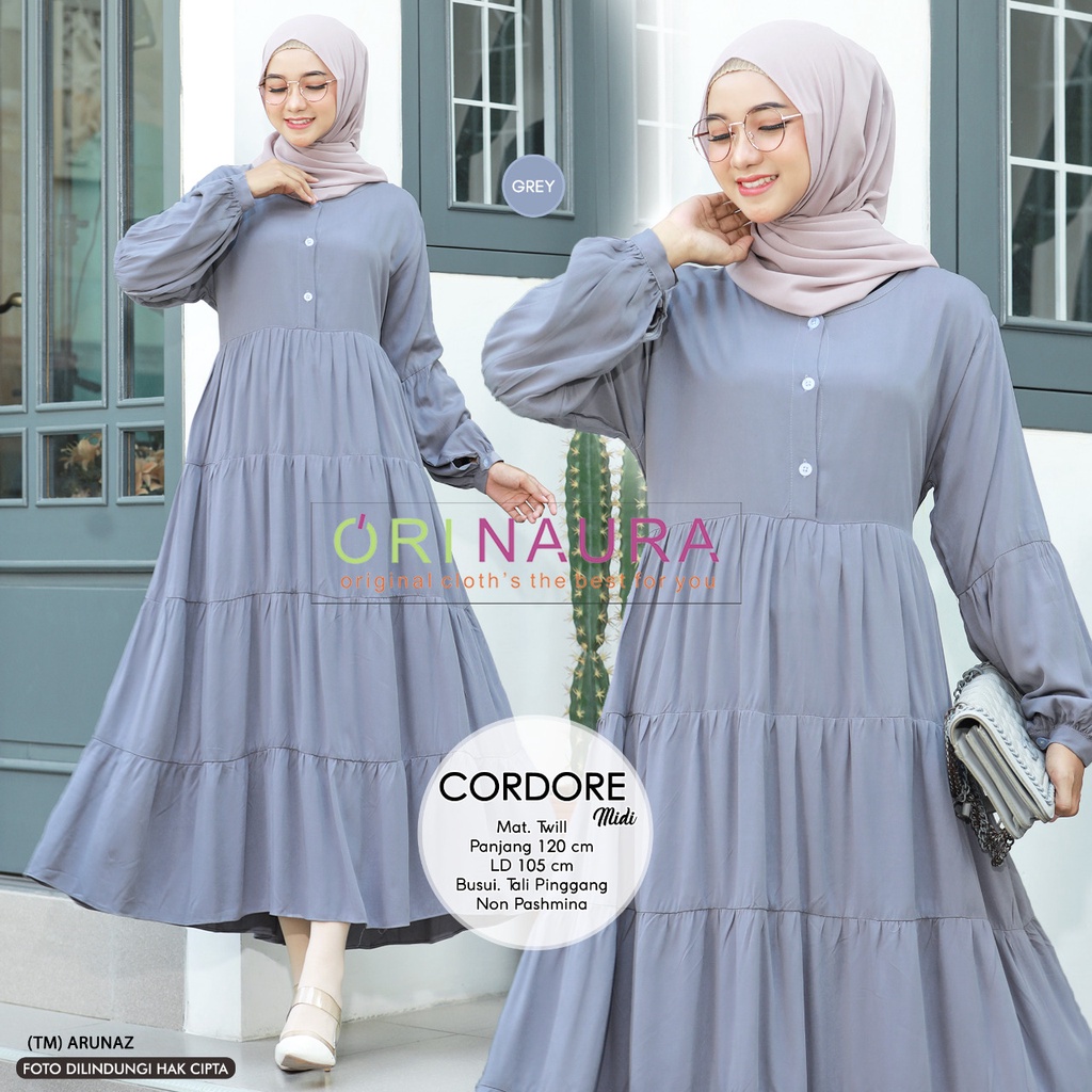CORDORE DRESS ORINAURA GAMIS CORDORE RAYON TWILL FASHION WANITA MUSLIM ELEGAN