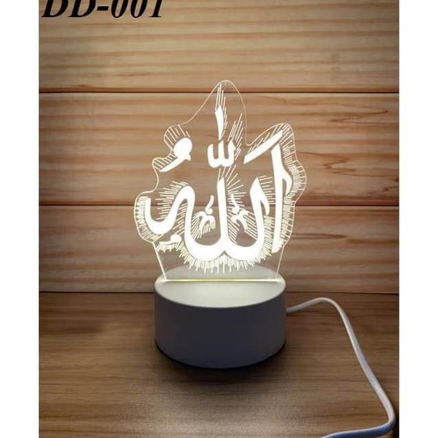 Lampu Tidur Hias LED ALLAH 3D Transparan lampu ALLAH