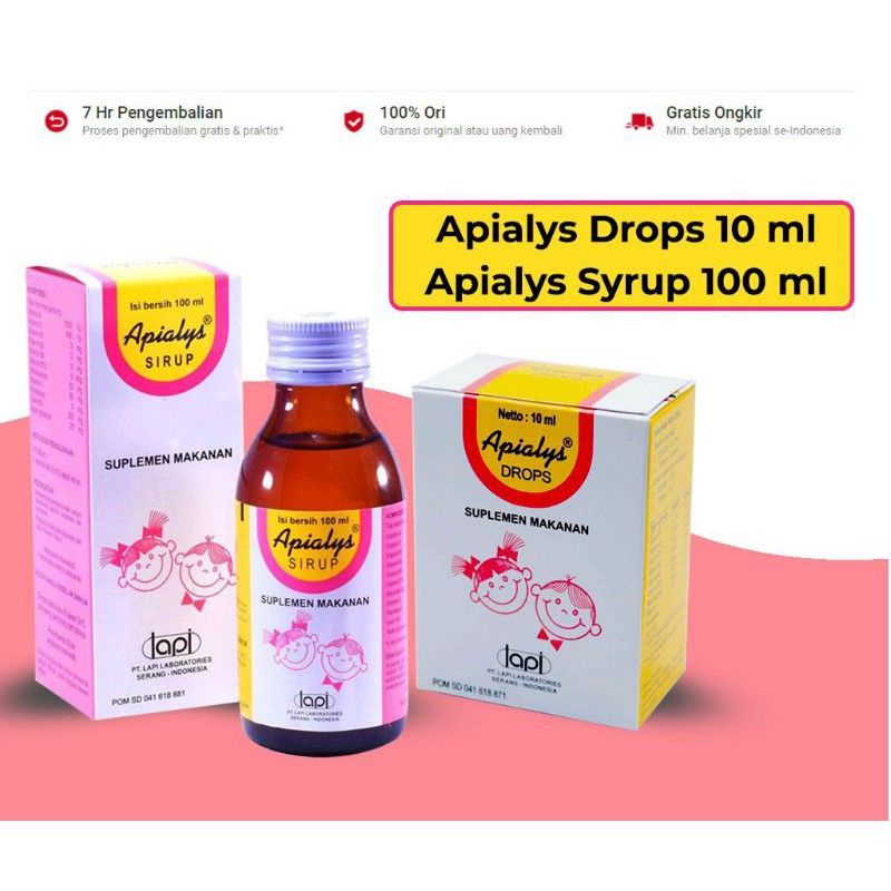 Apialys Sirup | ApiaLys Drop |MuLtivitamin Anak dan Bayi Suplemen Makanan