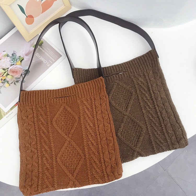 TC-60 tas selempang rajut korea jepang knit high quality retro autumn