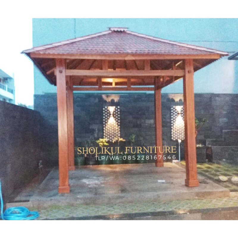 GAZEBO JOGLO 3M X 3M KAYU JATI TANPA PANTAI