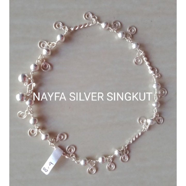 Gelang Kaki Dewasa Perak Singkut Asli Silver Perak Murni