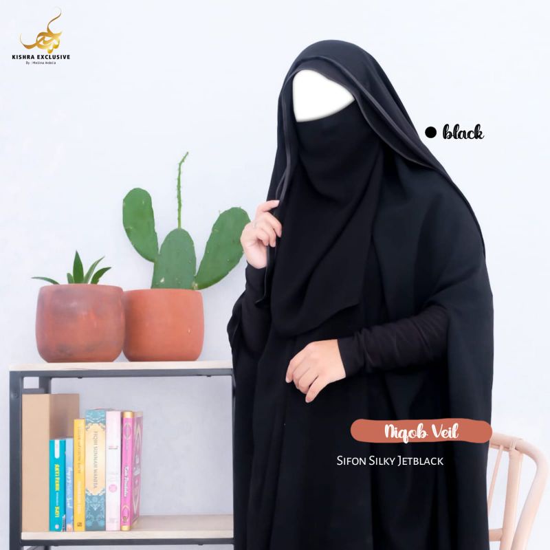 CADAR/NIQAB  VEIL SIFON SILKY JETBLACK