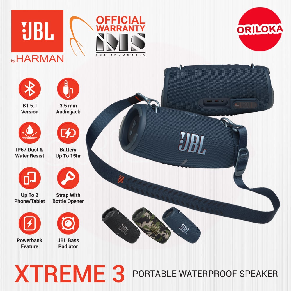 JBL Xtreme 3 Portable Wireless Speaker Bluetooth - Garansi Resmi IMS