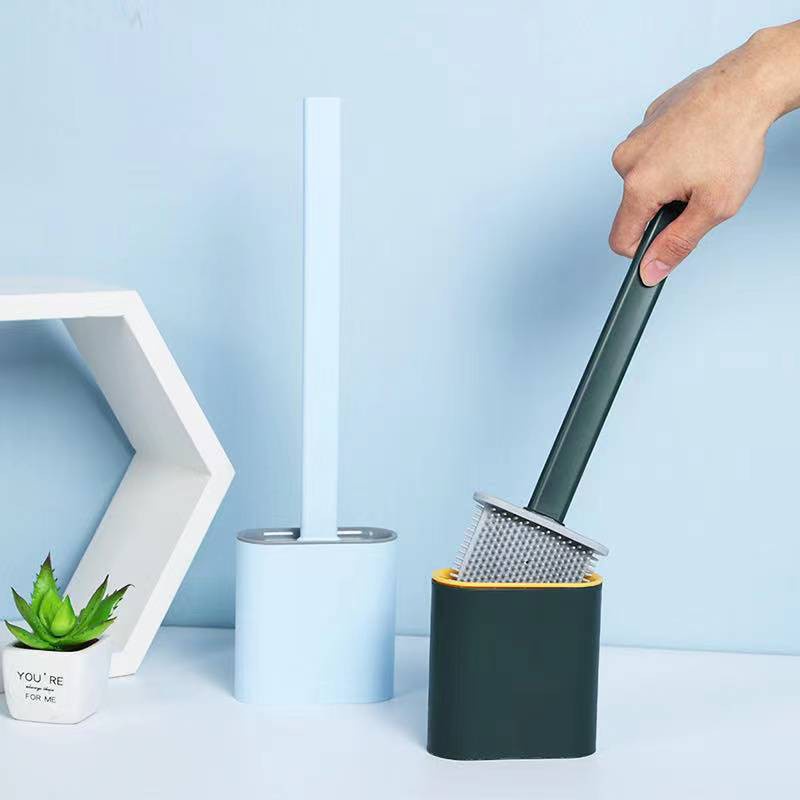 Sikat WC Silikon Sikat Pembersih Toilet Brush Silicone Flexible Dengan Wadah Aesthetic Fleksibel