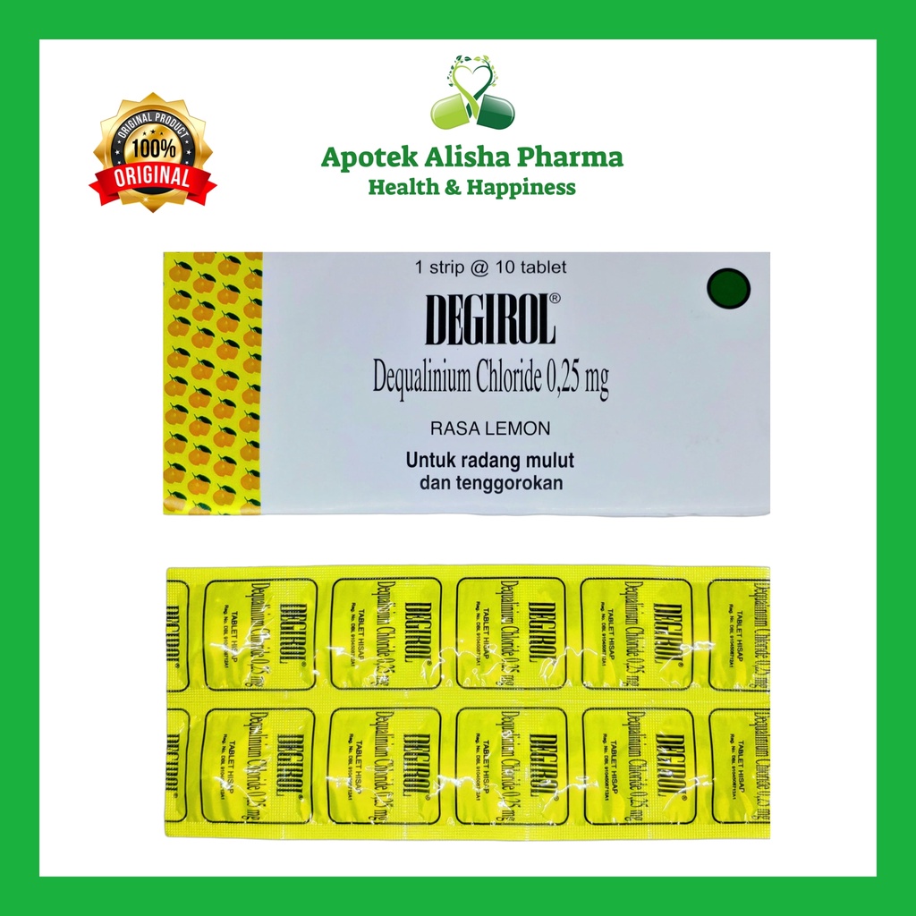 Degirol Tablet Hisap (Pack 10/20tablet) Obat Sariawan / Radang Mulut Tenggorokan / Amandel / Sakit Nelan / Bau Mulut / Rasa Lemon