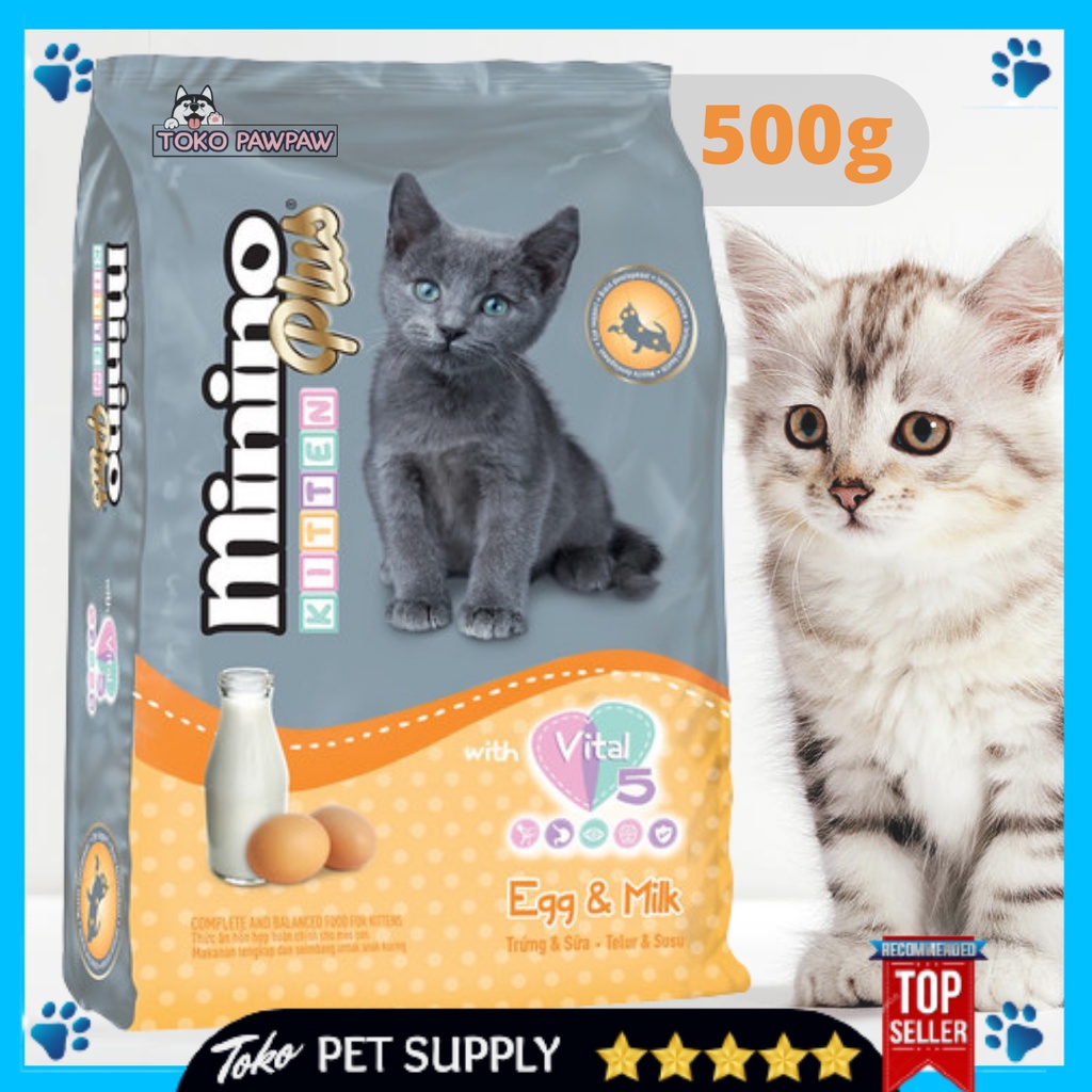MININO PLUS KITTEN EGG & MILK 500G Makanan Pakan Kering Anak Kucing Kitten Dry Food Cat Food Catfood