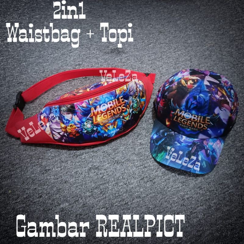 Waistbag anak karakter game 2in1 - Waistbag + topi