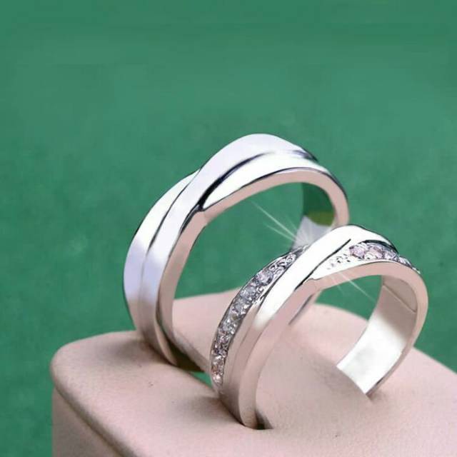 Terbaru Cincin Kawin Silver Nikah Tunangan Couple Lamaran Palladium Perak MURNI