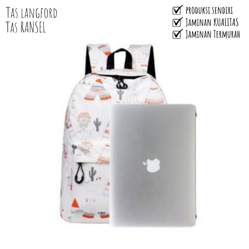 Tas Ransel - Backpack Jumbo Punggung Model Remaja Fashion Print Corak Gaya Kekinian Terbaru Simple Klasik Elegan Korea Terkini Sekolah Travelling Perempuan Wanita Cewek 001