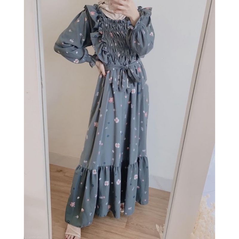 GAMIS KERUT MOTIF FLOWI RAYON UNIQLO MELANISA