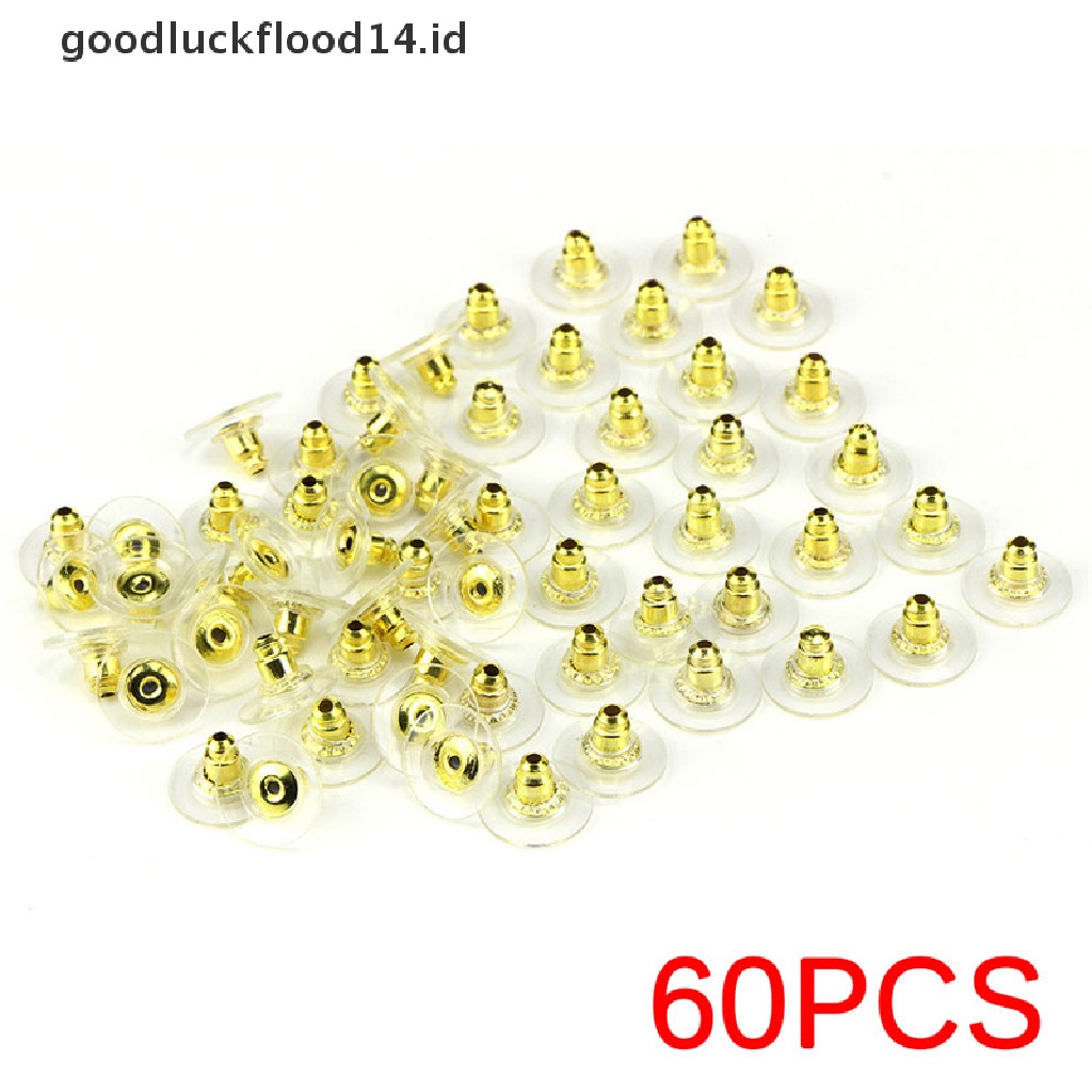 60pcs / Set Anting Tusuk Warna Silver / Gold Untuk Perhiasan