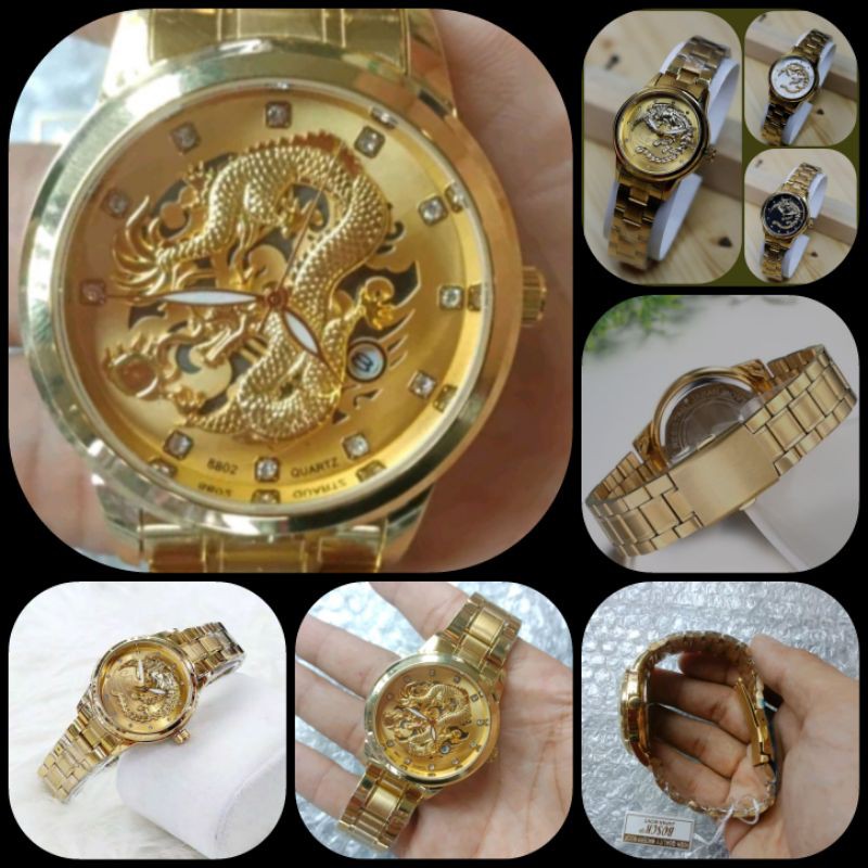 Jam Tangan Wanita Dragon Phoenix Luxury Gold Stainless Steel Material