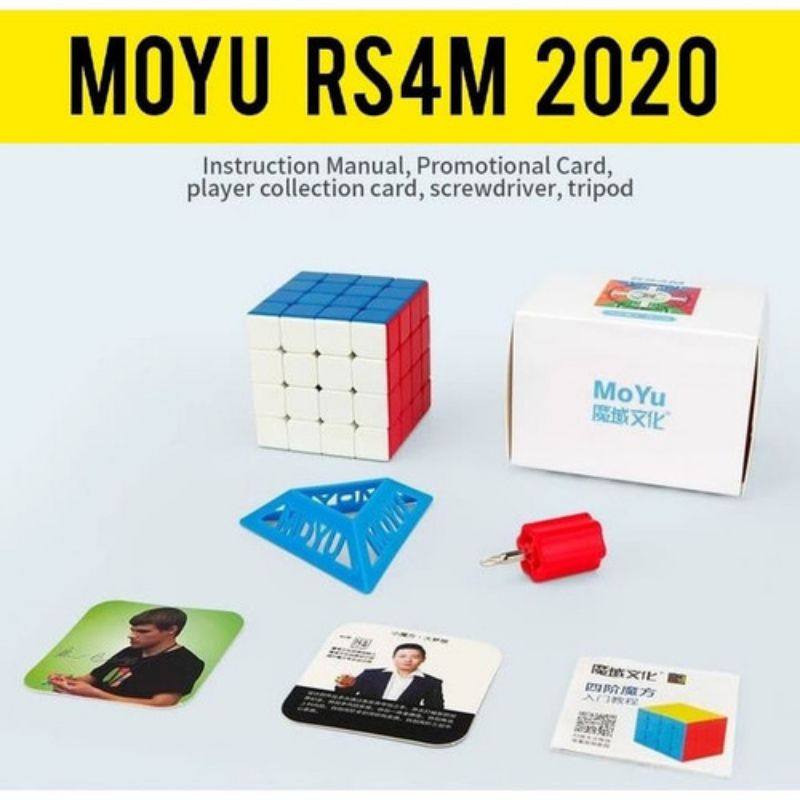 Rubik 4x4 Moyu RS4M 2020 Stickerless MAGNETIC ORIGINAL