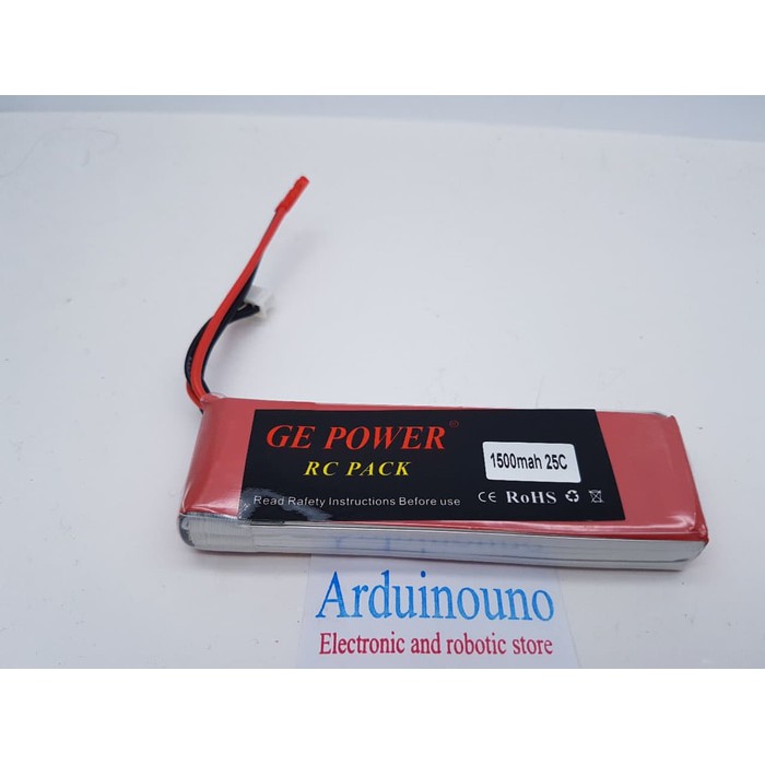 battery lipo GE Power 3s 11,1V 11.1V 1500mah 25C lithium baterai RC