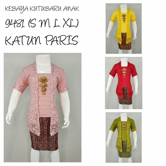 Da20Fe40414 Indah Kebaya |9549| Kebaya Encim Anak Lengan Tulip Bordir Katun Paris - S 54502Gropy