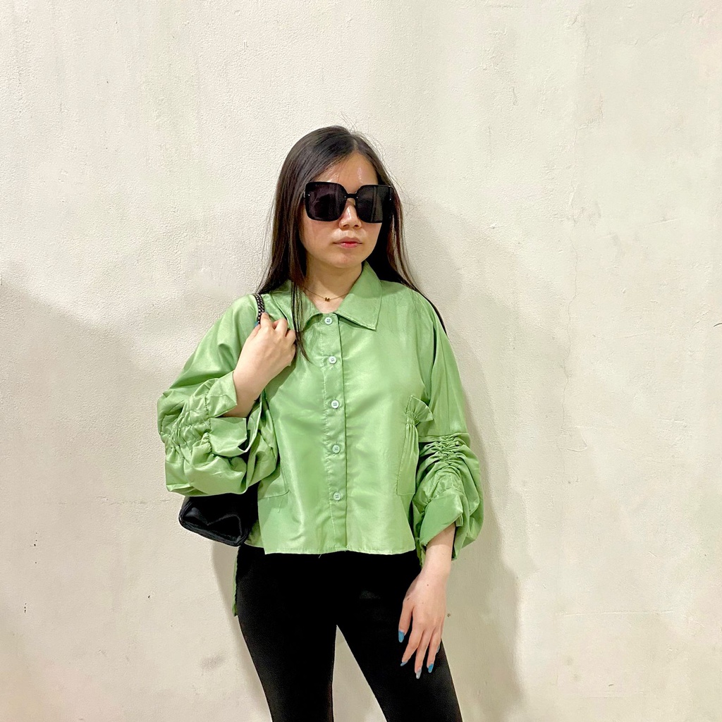 RD FASHION  - SHAVA / SEORINA SHIRT / TERINA / XXL CANTIKA TOP POPLIN POCKET KEMEJA CROP SERUT