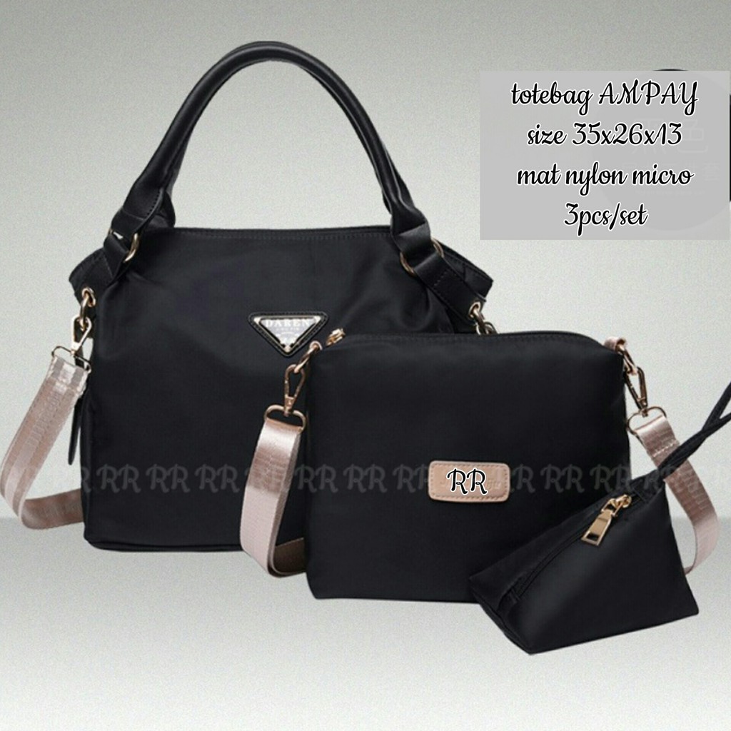 TAS FASHION SELEMPANG / SHOELDERBAG BESAR WANITA TOTEBAG ANPAY PRADA PAKET 3 IN 1