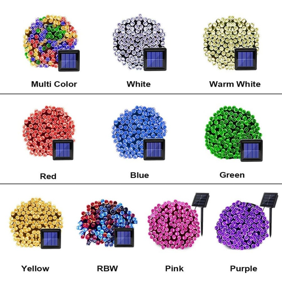 Lampu Hias Dekorasi Taman Solar Panel 100 LED 12 Meter - LCl01 - Warm White