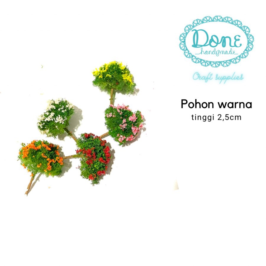 Pohon warna mini artificial tree pohon tiruan diorama miniature 2,5cm