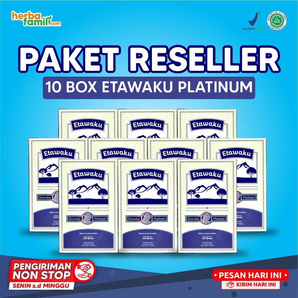 

Etawaku Platinum Paket Reseller 10 Box - Susu Kambing Etawa Bubuk Murni Rendah Gula