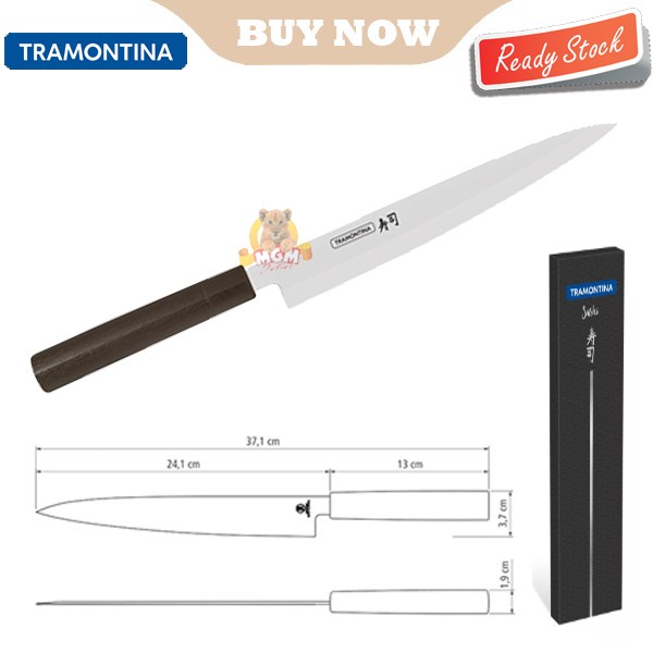 Tramontina Yanagiba 9in Silver pisau sushi line japan precision knife