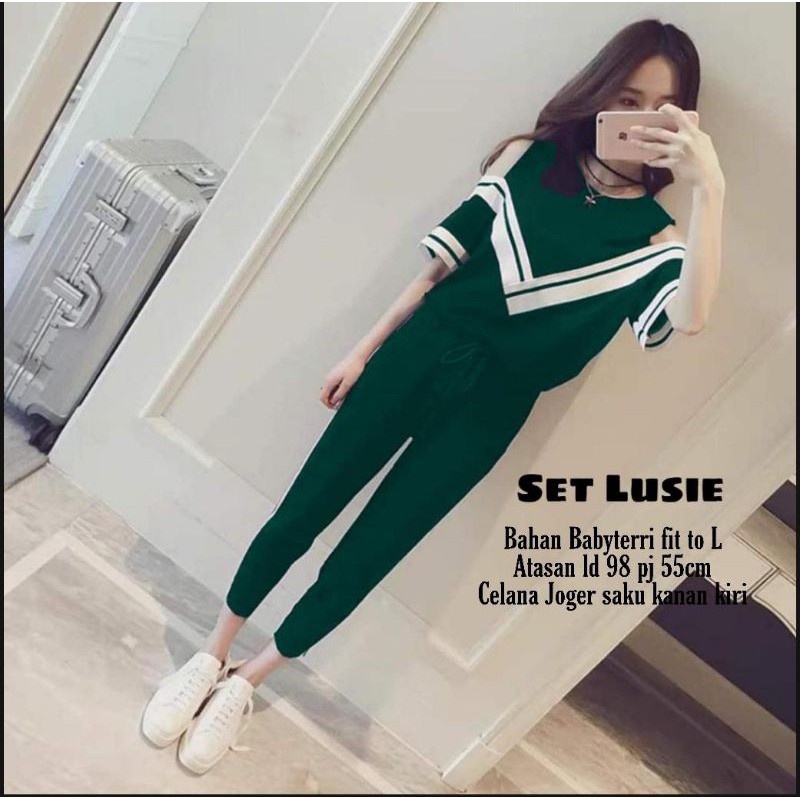 Ms  Lusie SET TRAINING CASUAL / STELAN SANTAI CELANA PANJANG BABYTERRY