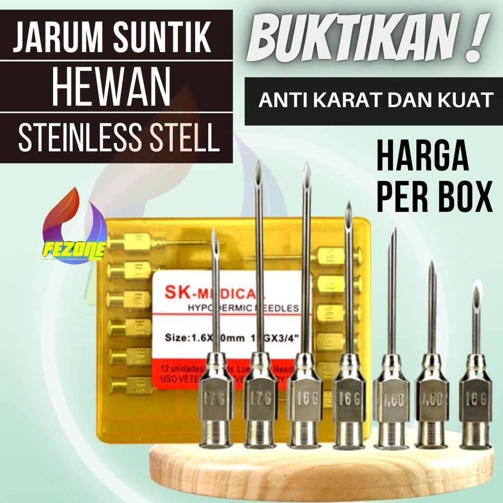 Jarum Suntik Hewan Besar Vaksin Ternak Sapi Babi Kuda Vet Needle Stainless Steel FEZONE