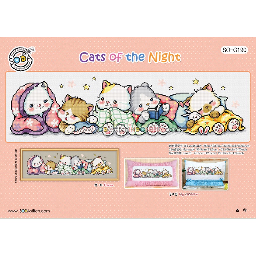 Paket DIY Craft Kristik Strimin Sodastitch SO-G190 Cats Of The Night Kucing