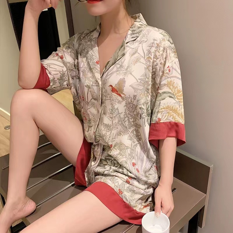 Kolar Korea Baru Cardigan Ice Silk Pajamas