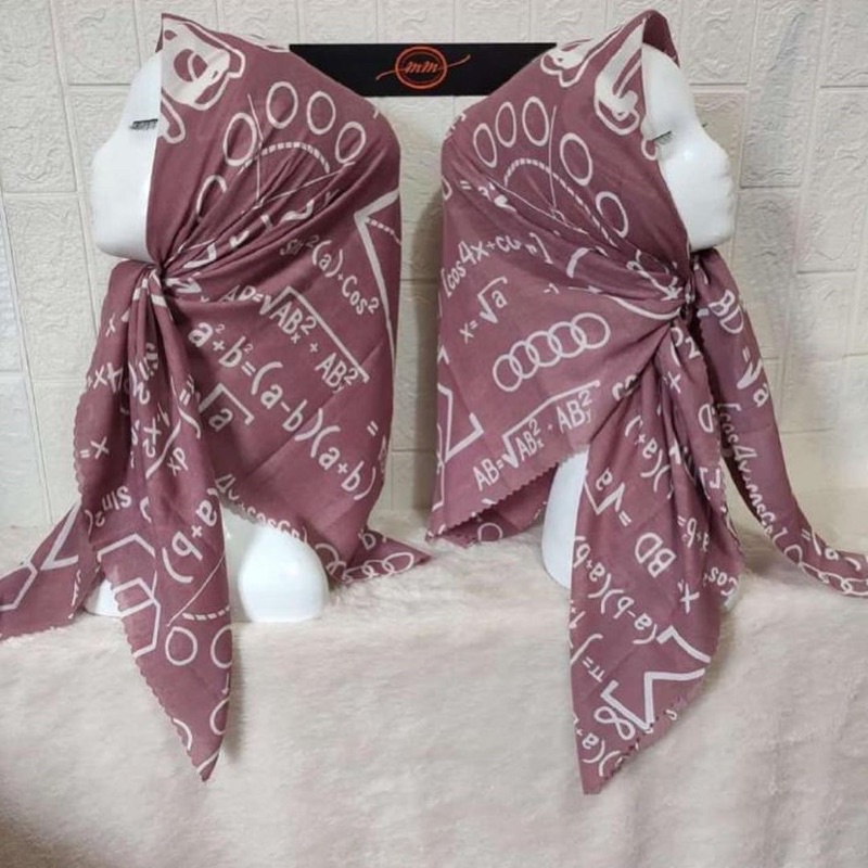 (COD) TERLARIS !!! HIJAB KORAN ARAB / KRUDUNG VOAL MOTIF ARAB / HIJAB VIRAL / HIJAB SEGI EMPAT-Matematika pink