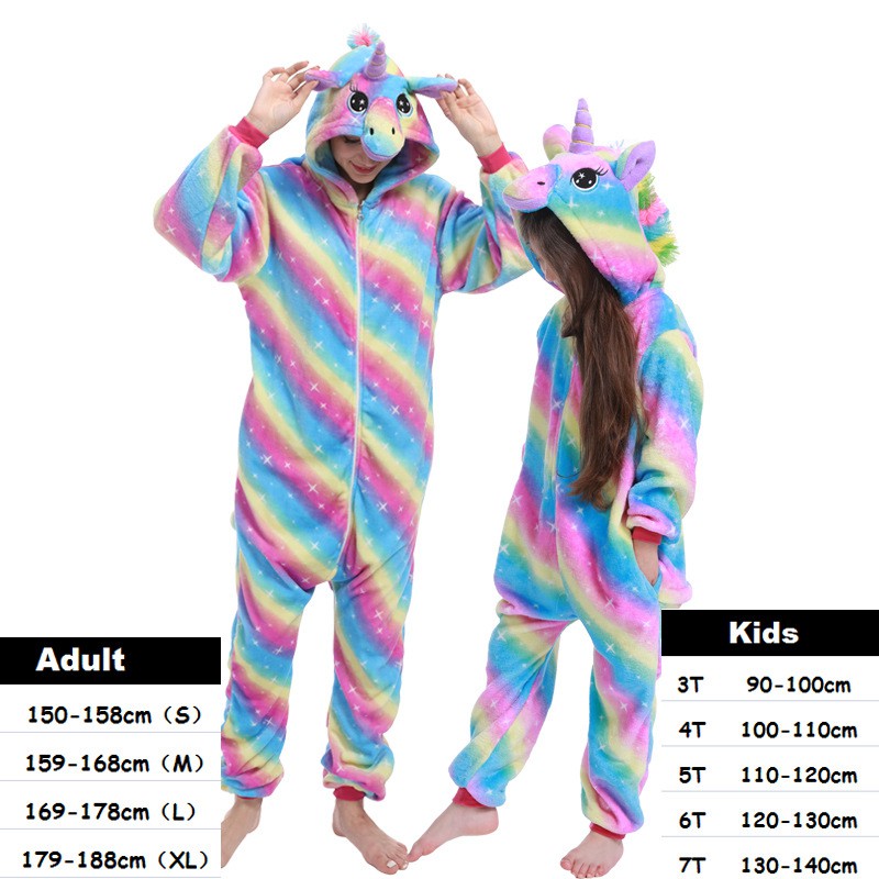 Anak-anak Orang Dewasa Unicorn Kigurumi Onesie Wanita Hewan Kostum Cosplay Anime Onepiece Baju