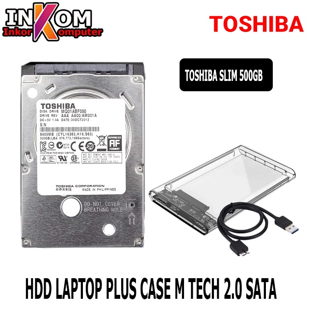 Hardisk Laptop TOSHIBA SLIM 2.5 Sata plus Case NYK TRANSPARANT