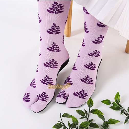 [PREMIUM] KAOS KAKI JARI JEMPOL NILON WANITA MUSLIMAH MOTIF DAUN